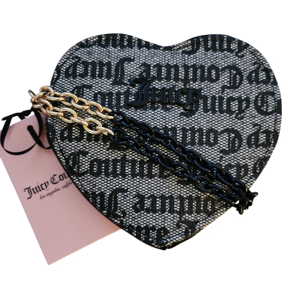 JUICY COUTURE Black Beige Heart Zip Around Wallet - Picture 5 of 5
